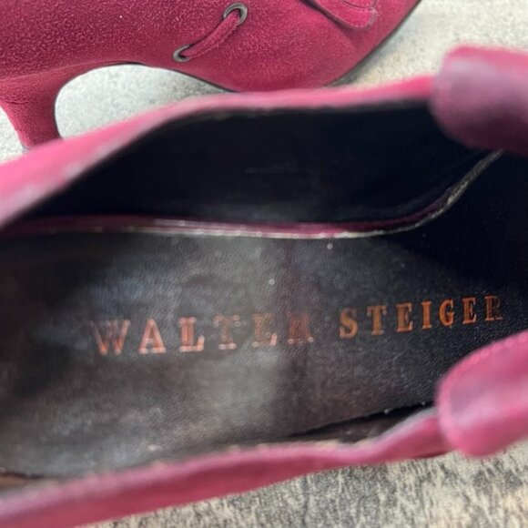Walter Steiger Maroon Suede Victorian Kitten Heels Size 6 - Picture 5 of 13